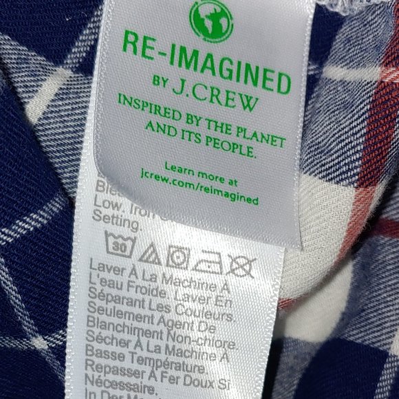 J. Crew Factory Flannel Plaid Button Down Shirt Long Sleeve Size 2X Blue… - Picture 3 of 8